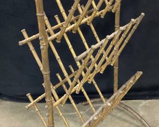 Vintage Gilt Iron Bamboo Motif Organizer Rack