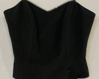 Vintage 100% Silk Bejeweled Trim Black Tank Top