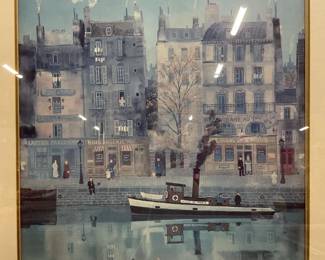 Framed Michel Delacroix Le Canal Lithograph