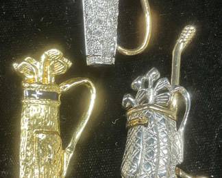 Lot 3 Roman Gold& Silver Tn Golf Club Brooches