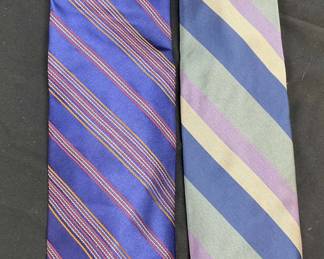 Lot 2 Alexander Julian Blue Striped Silk Tie +