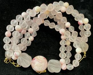 Vintage Pink Lucite Beaded Necklace