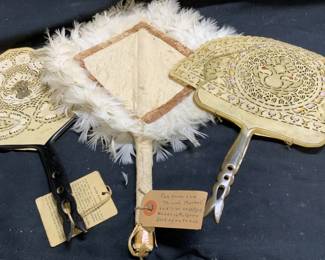 Lot 3 Vintage Assorted Tribal Handheld Fans
