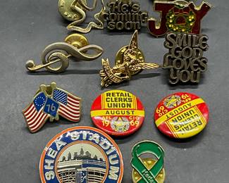Lot 14 Religious, Sports, Americana + Metal Pins