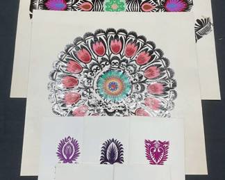 Group Lot Polish Cut Out Cards & Flowers