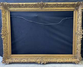 Vintage Carved Gesso Gilt Wood Rectangular Frame