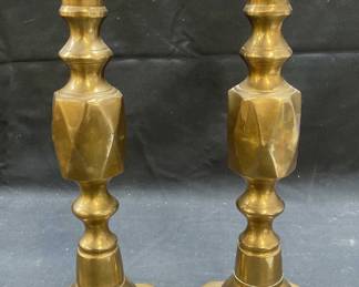 Pair Vintage Brass Candlesticks, 12 Inches Tall