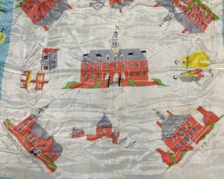 Vintage Williamsburg Virginia Silk Scarf