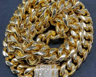 Gold Tone Crystal Chain Necklace
