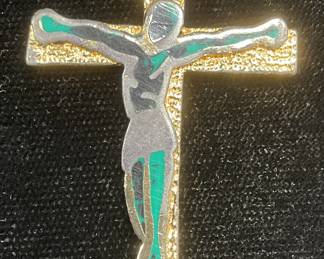 Vintage Gold & Silver Tone Crucifix Pendant