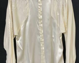 MARY JANE DENZER Silk Beaded Button Up Blouse HK