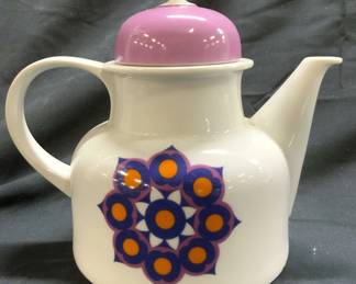 Vintage Porcelain Teapot W Floral Detail & Lid