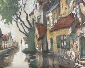 Julien Celos Belgian Street Hand Colored Print