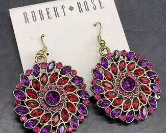 ROBERT ROSE NWT Bejeweled Crystal Drop Earrings