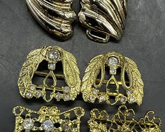 Lot 3 Vintage Gold Tone Metal Belt Buckles