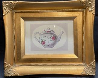 Framed Teapot Lithograph Print