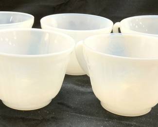 Set 5 Vintage Milk Glass Teacups