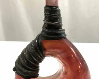 Hand Blown Art Gls Vase W Silv Pl Ovrlay Area