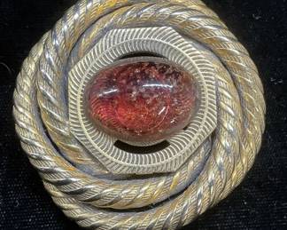 Freirich Gold Tone Twisted Cable Lucite Brooch