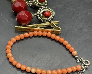 Lot 5 Vintage Earrings, Bracelet, Charm & Tie Clip