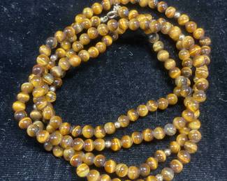 Gold Tone Tigers Eye Beaded Necklace