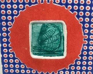 Framed Abstract Color Etching Print