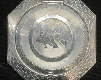 Vintage Silver Tone Powder Makeup Compact