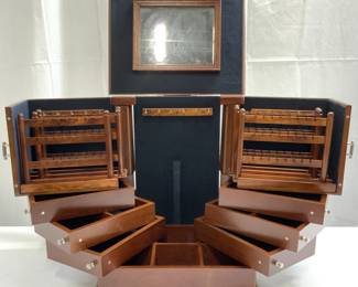 Wooden Jewelry Chest W Mirror