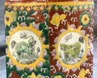 Signed Vtg Hand Painted Asian Porcelain Vase