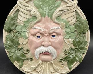Bacchus / Dionysus Figural Round Wall Plaque