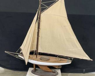 Vintage Nautical Model Sail Ship W/ Stand, 36in ht