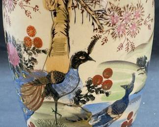 Vintage Hand Painted Ceramic Peacock Vase