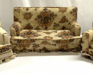 Set 3 Vntg Floral Detailed Doll Furniture