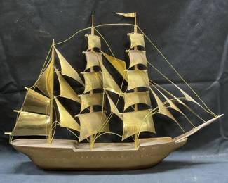 Vintage Brass Sailing Ship Model
