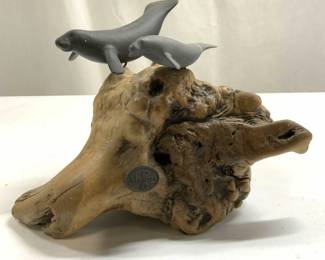 JOHN PERRY Manatees On Burled Driftwood