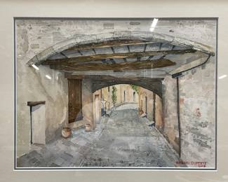 Michael Duffet Street Scn Watercolor Painting 2013