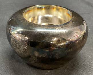 Hallmarked Round Heavy Silver Plated Candle Holder