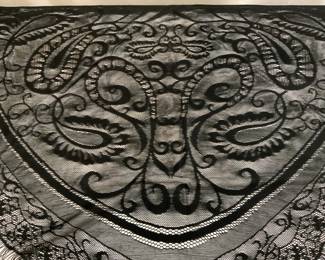 Black Womens Lace Shawl W Fringes