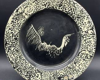 Vintage Artist Signed Hand Painted Pottery Plate