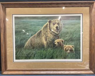 Signed Nancy Glazier Double Trouble Grizzly Print