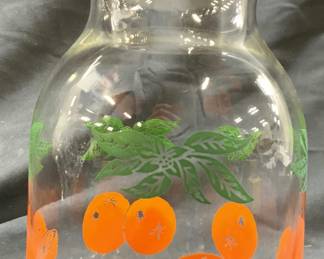 Art Glass Orange Juice Container w Lid