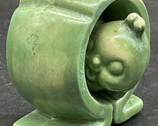 Vintage Green Ceramic Snail Figural
