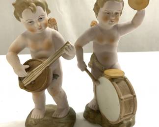 ARDALT Lot 2 Hand Painted Bisque Cherub Figures