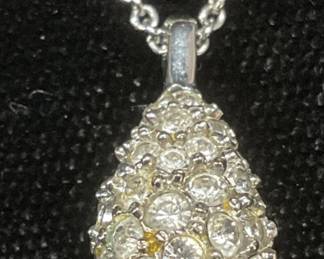 Swarovski Silver Tone Crystal Pendant Necklace