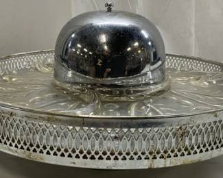 Metal & Glass Chip & Dip Tray W Handles & Lid