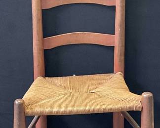 Vintage Wood Frame Rush Seated Side Chair