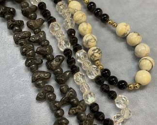 Lot 3 Semiprecious, Crystal Beaded Necklaces