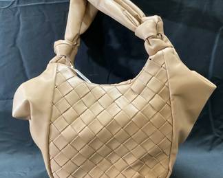 Tan Woven Faux Leather Handbag NWT