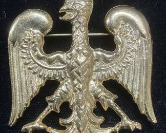 Vtg Blumenthal Gold Tn Crown Eagle Brooch