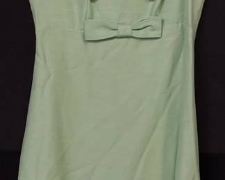 Vintage Handmade Green Dress W/ Bow Accent